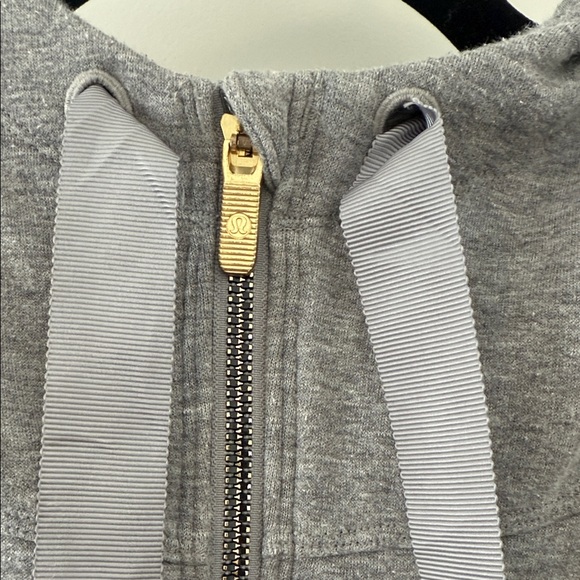 lululemon athletica Gray Zip-Up Sweater with Gold Hardware and Velour Lined - Picture 3 of 6
